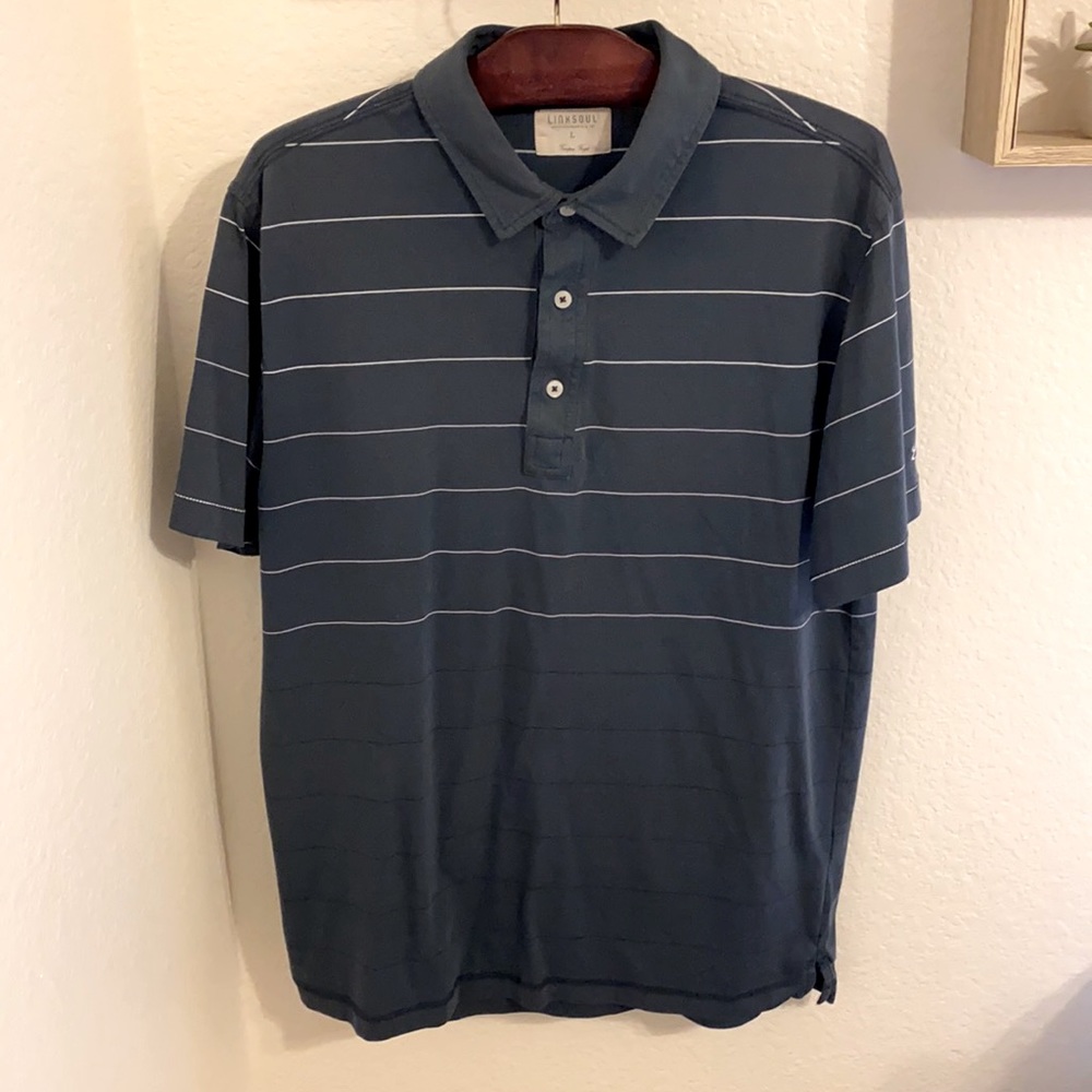 Striped Men’s Blue Golf Polo